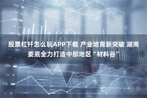 股票杠杆怎么玩APP下载 产业培育新突破 湖南娄底全力打造中部地区“材料谷”