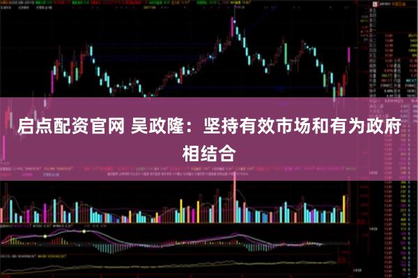 启点配资官网 吴政隆：坚持有效市场和有为政府相结合