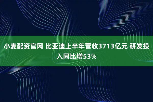 小麦配资官网 比亚迪上半年营收3713亿元 研发投入同比增53%